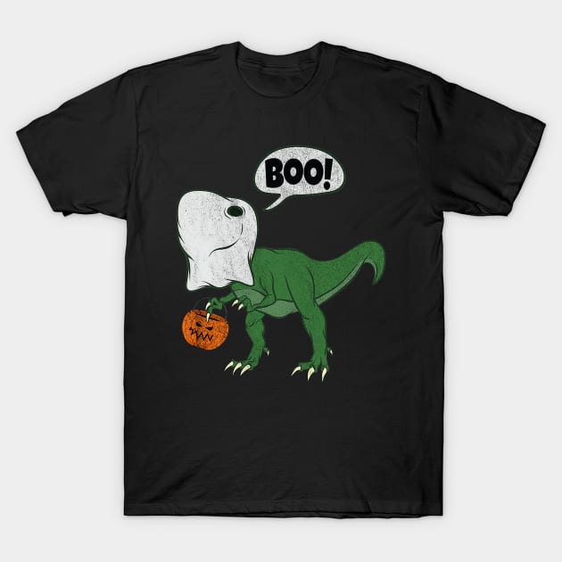 Halloween Dinosaur T Rex Ghost Costume Cute Dino JackOlantern T-Shirt by luxembourgertreatable